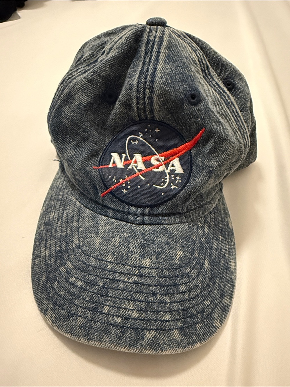 Adult NASA Embroidered Denim Baseball Cap in Blue